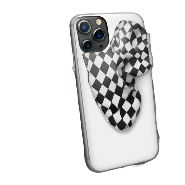 iPhone 16 pro max with black and white checkered phone case emoji
