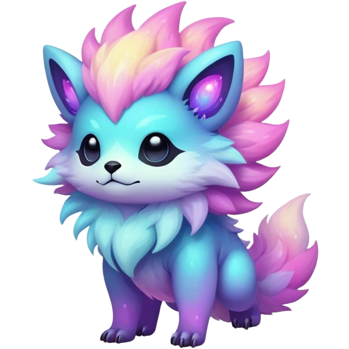 Epic Edgy Cute Colorful Vibrant Pastel Nebula Modern Vernid-Protogen-creature-animal, full body emoji