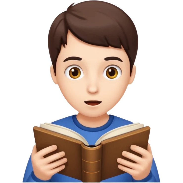 лицо удивленного человека. который читает книку emoji