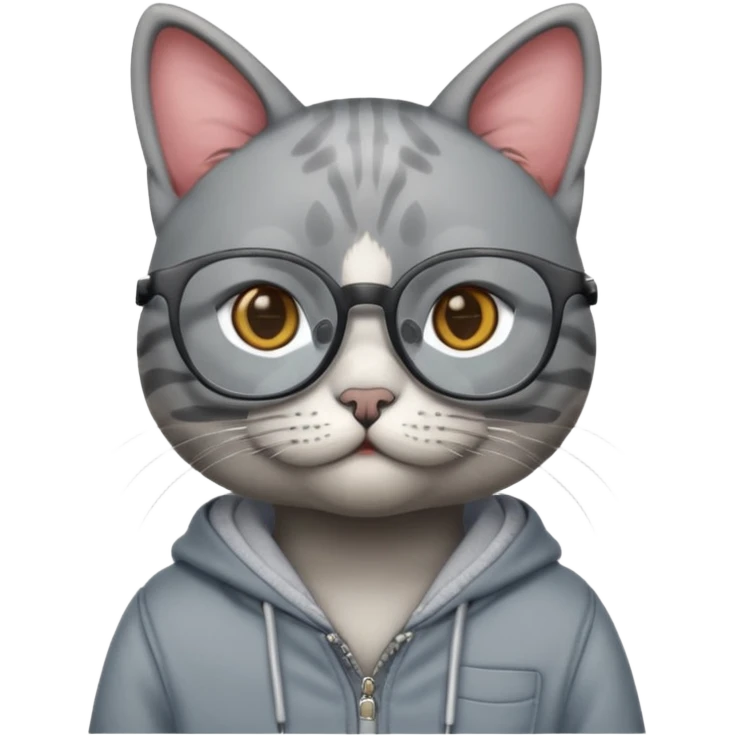 cat with clothes and wearing glasses emoji
