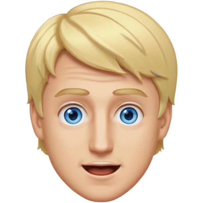 logan paul emoji, blonde hair, blue eyes, energetic expression emoji