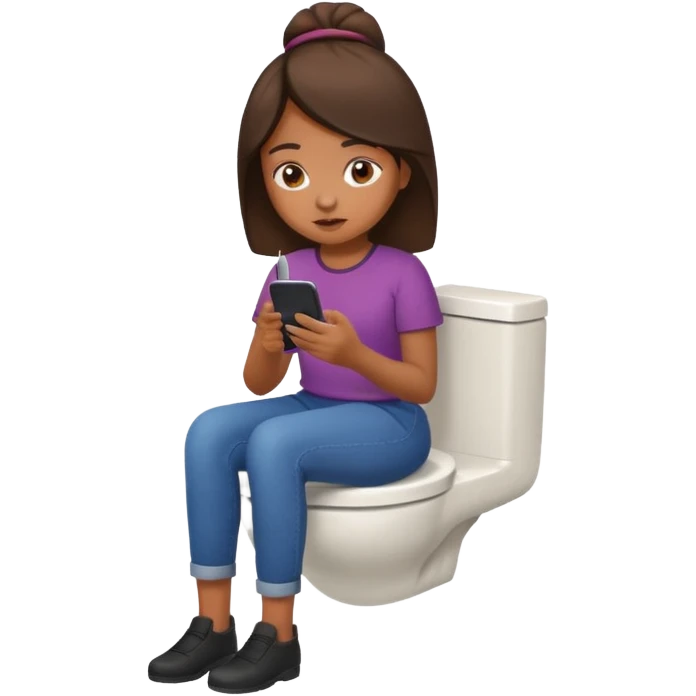 Brown girl using the toilet  emoji