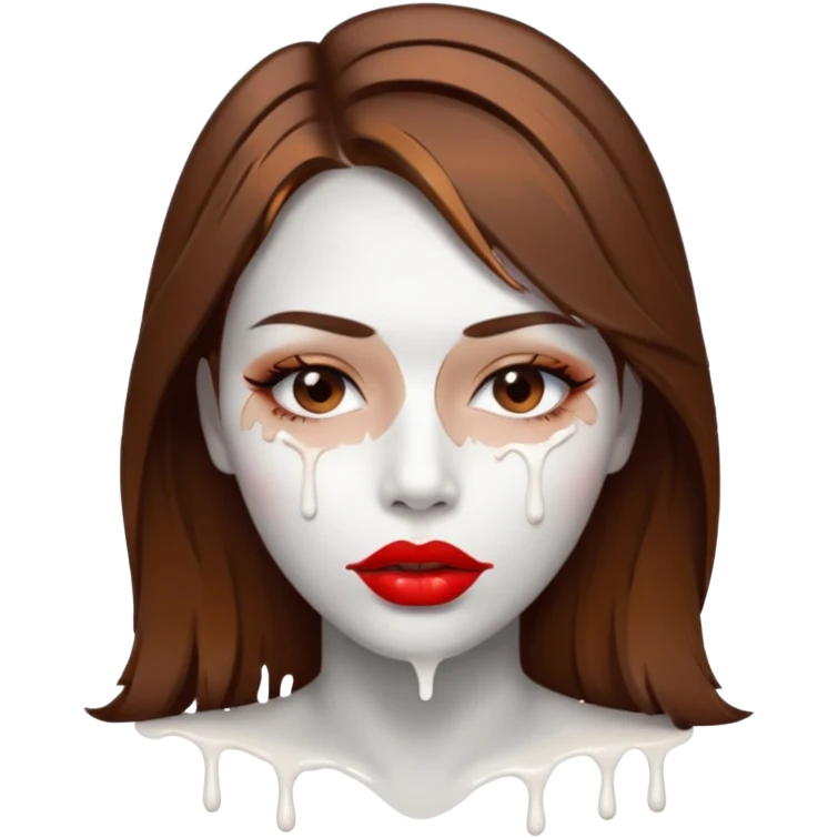 Brown Hair, Woman, white paint drip, face, hot, Sexy, lips emoji