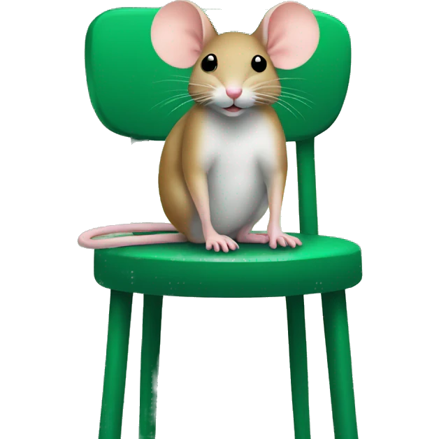 Create an emoji of a mouse sitting on a green stool emoji