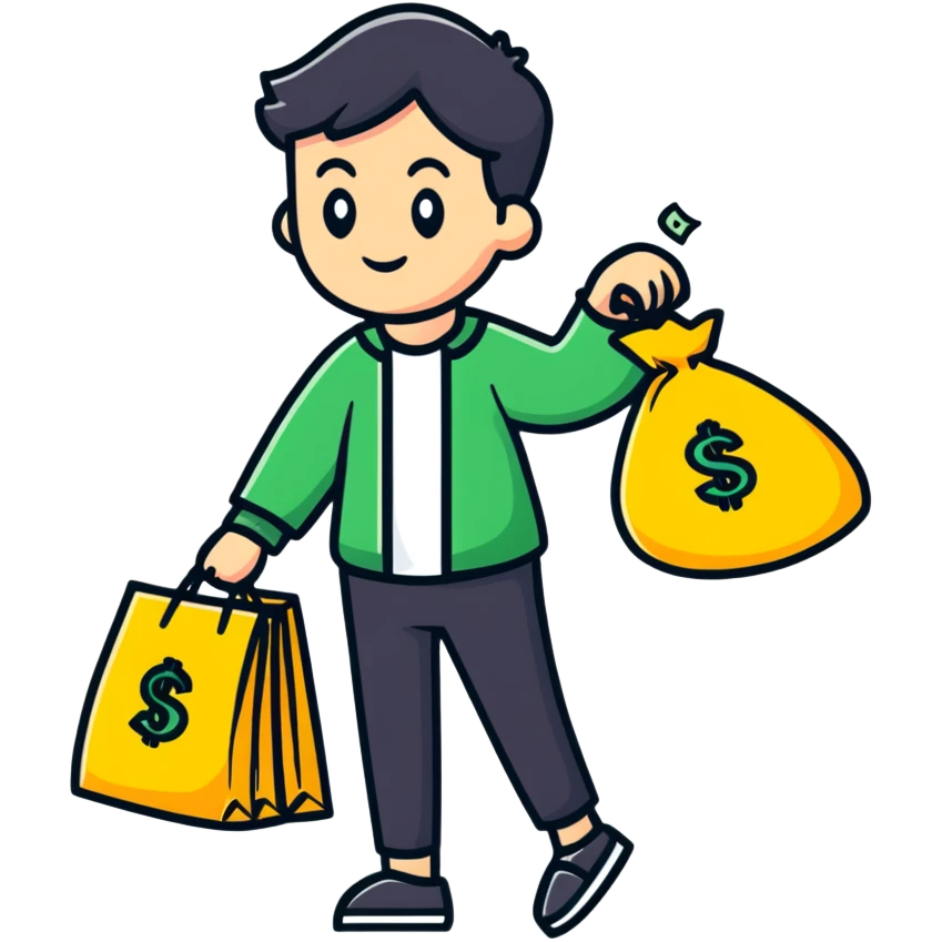 Person carrying money bag supporting a family, financial provider emoji