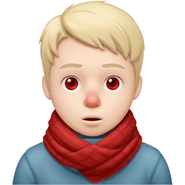 плюшеве личко, шарф до носа, тремтіння, температура, червоний ніс, хвороба emoji