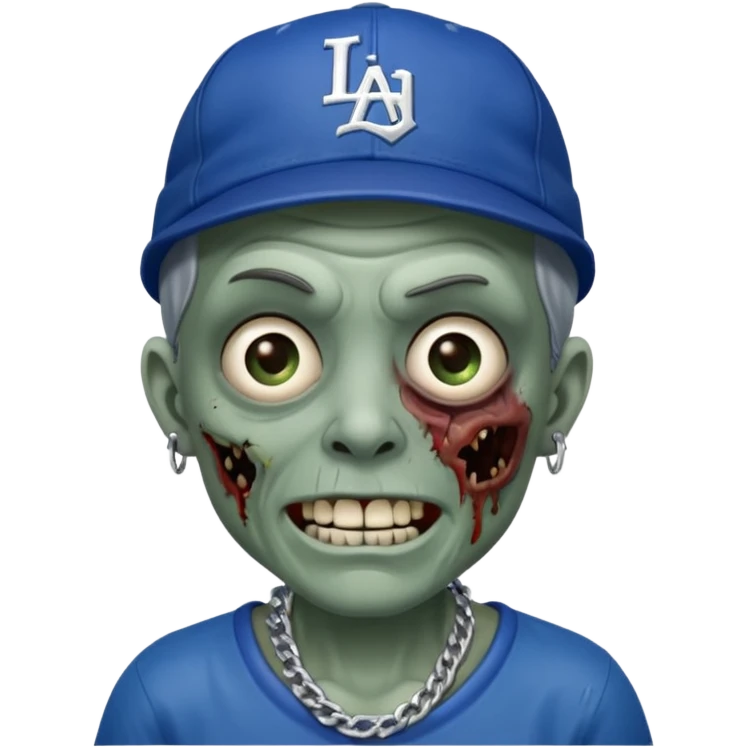 Zombie cerrando un ojo con gorra de los Dodgers y cadena de plata  emoji