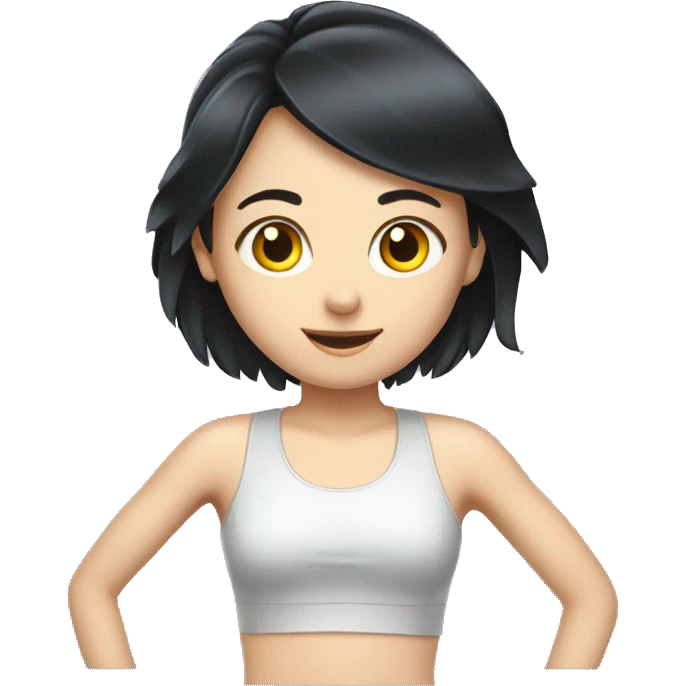 Black haired pale girl walking on treadmill  emoji