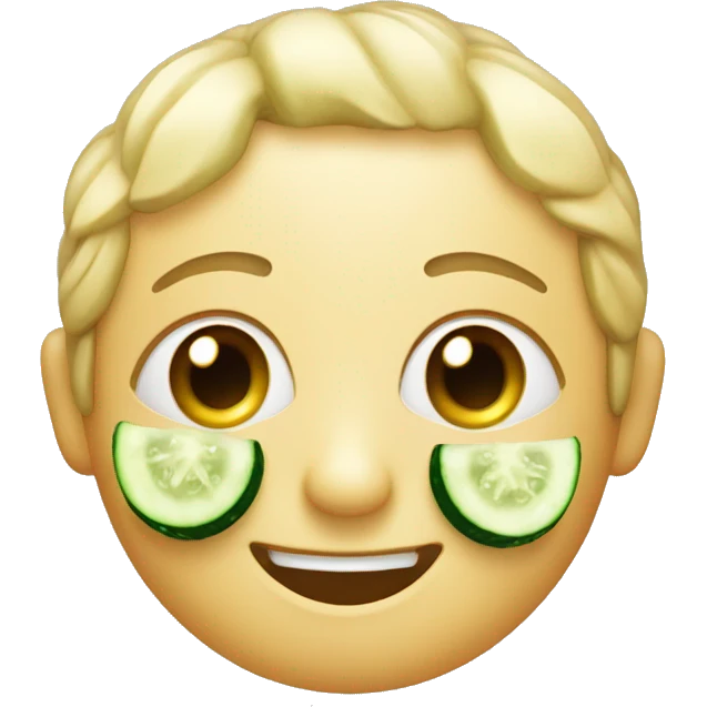 Happy face with cucumber on the eyes emoji