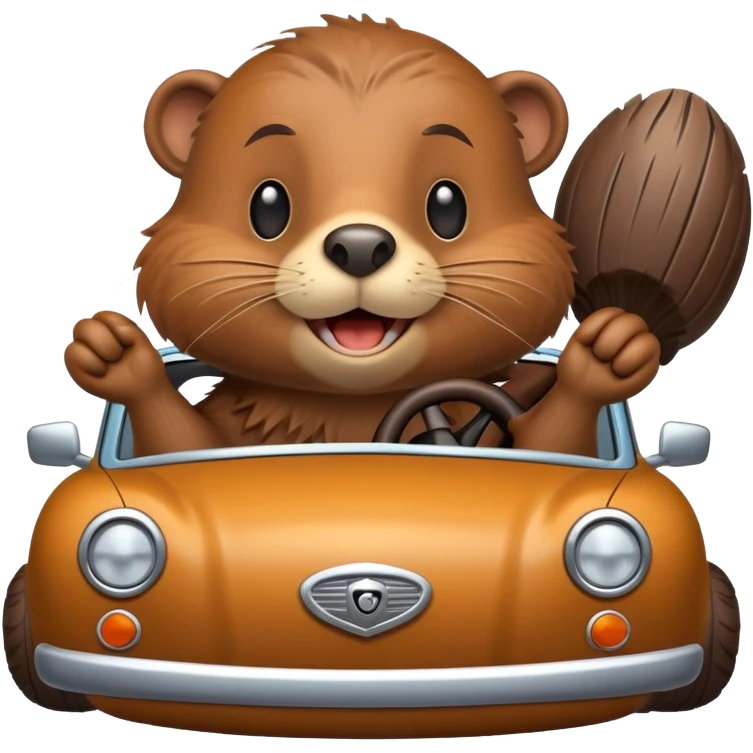 beaver driving a car emoji