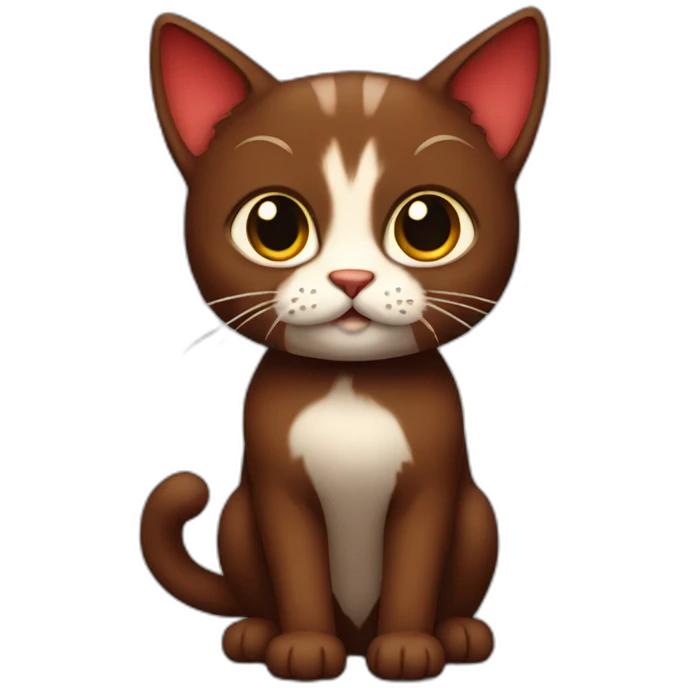 Dark brown and red cat emoji