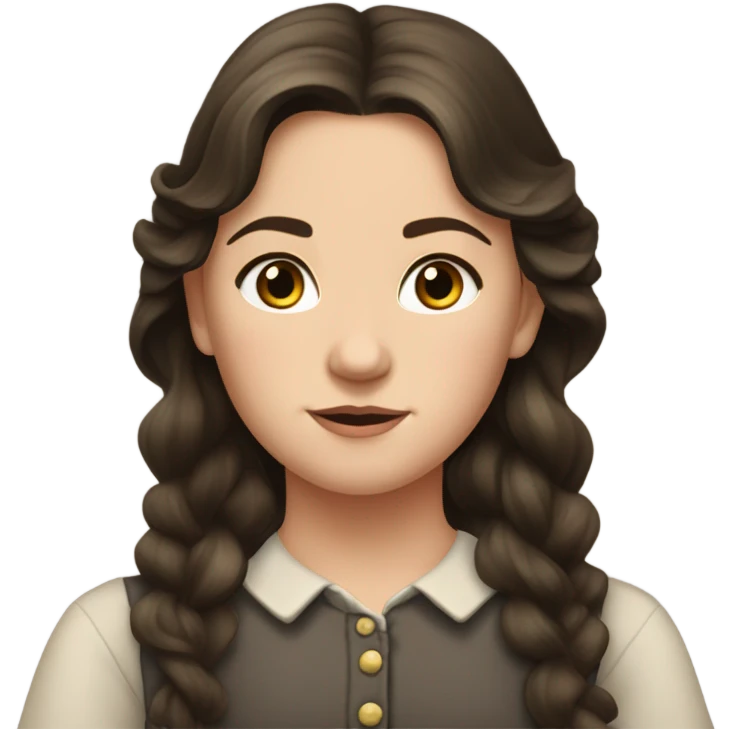 Carrie Ingalls pretty with dark brown wavy hair realistic and detailed emoji
