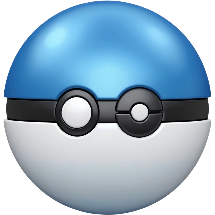 blue pokeball emoji, top half is a more saturated blue, bottom half is white, black stripe, with a metallic sheen emoji