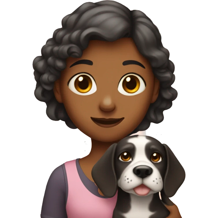 Girl with a dog in her hand emoji