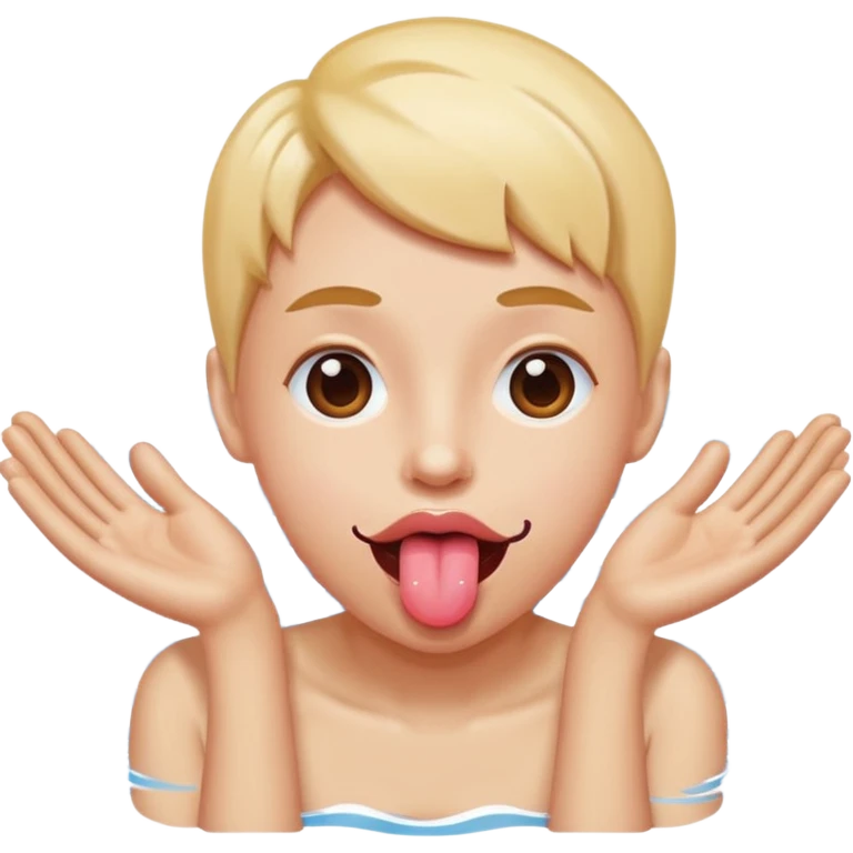 tongue out with hands like your swimming emoji