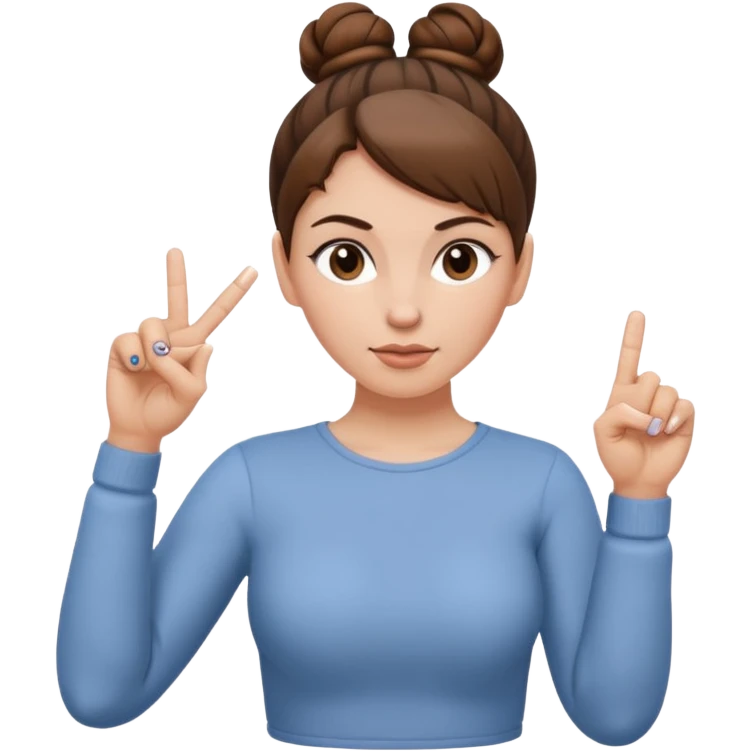 A white female with brown hair bun flipping the middle finger with both hands emoji
