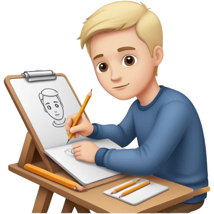 A white person drawing on his drawing table  emoji