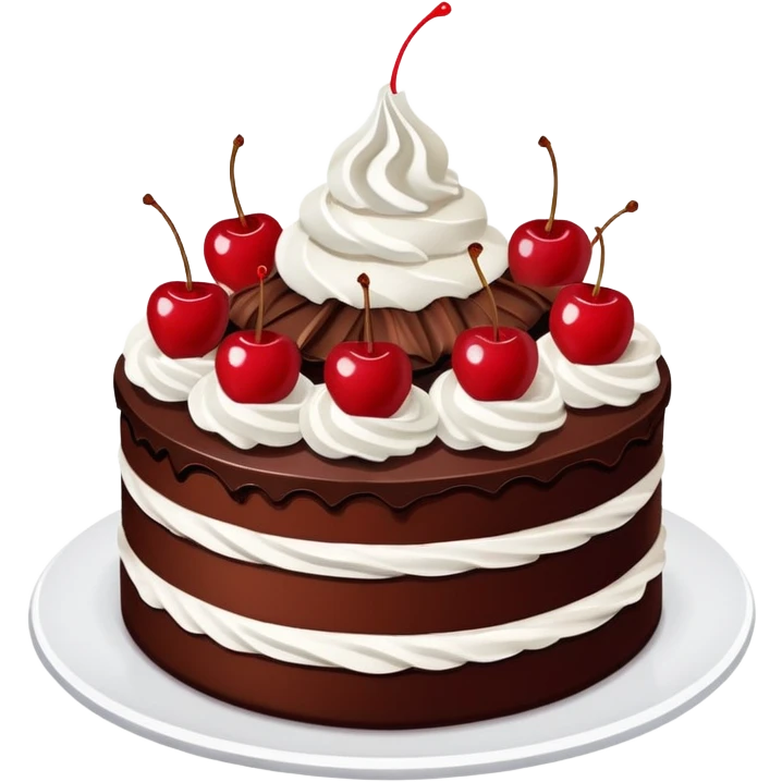 Black Forest cake with chocolate, cherries, and whipped cream emoji