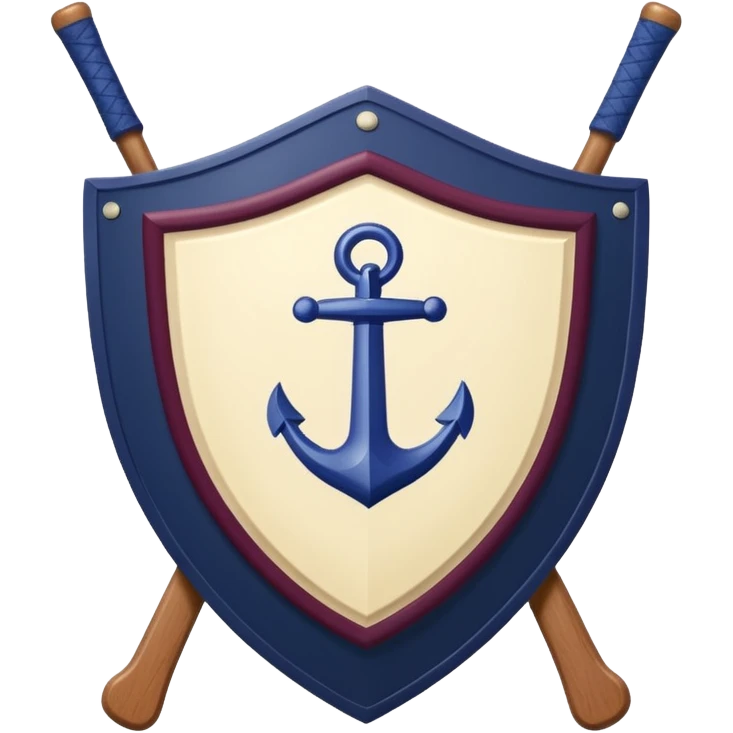 Emoji: Maroon circle, inside is a navy shield with cream outline. Shield has grapes and an anchor. Two cream hockey sticks behind. Cream text "ОДЕЩИНА KIDS emoji
