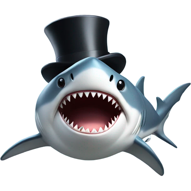 Shark with a top hat emoji