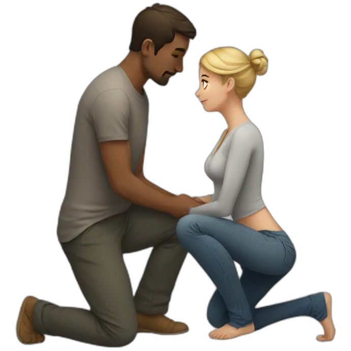 Woman on knees facing man emoji
