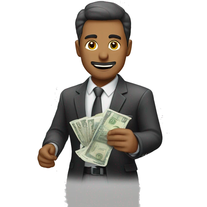 hombre lanzando billetes emoji