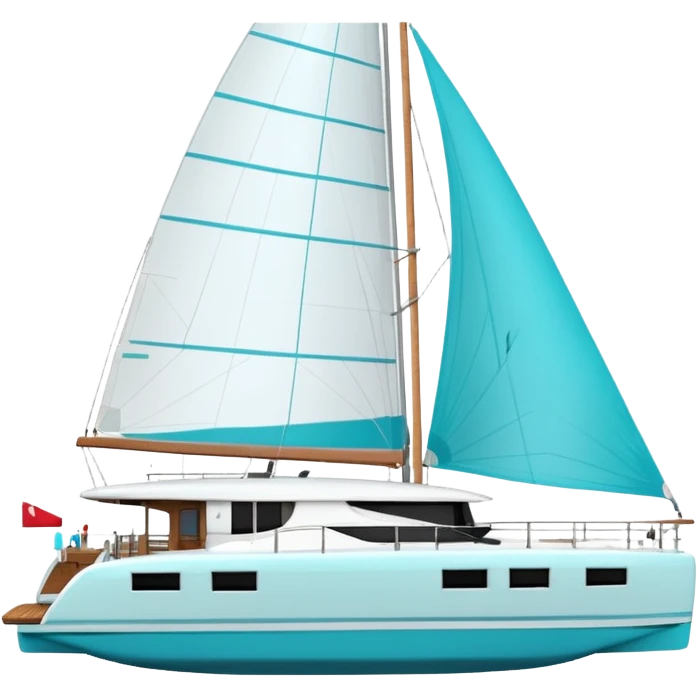 make a 50ft catamaran lagoon styled faceing to the right. make the sails like a dark tiffany blue emoji