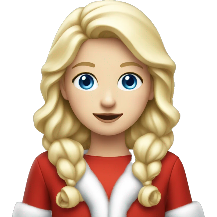 Girl dressed as Santa Claus, blue eyes, blond hair emoji