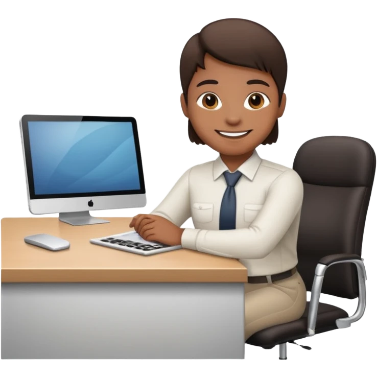 one employee sitting in front of the desk emoji