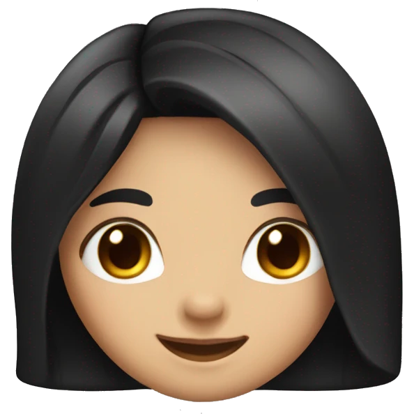 Cute girl with long black hair smiling middle part emoji