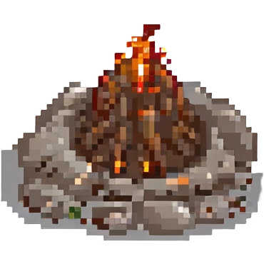 pixel art campfire surrounded by stones emoji