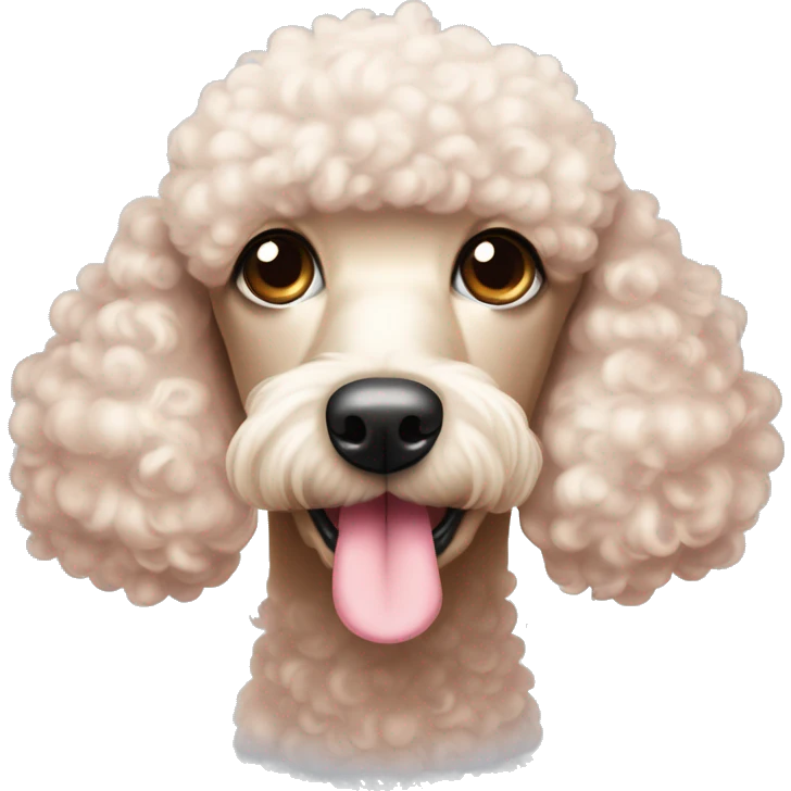 Poodle Cor champanhe usando uma lacinho rosa na cabeça  emoji