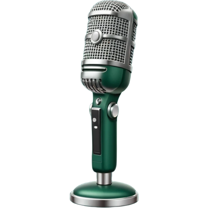 radio microphone, dark green body, white details, minimalism emoji
