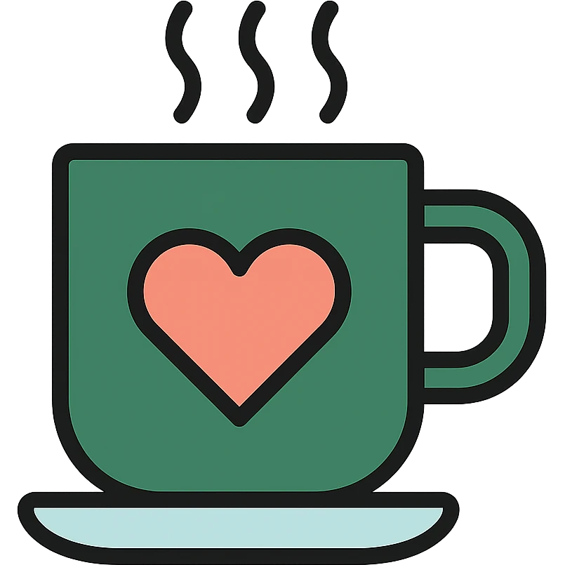 modern icon of a coffee cup with a heart, using Starbucks color palette, symbolizing love and coffee emoji
