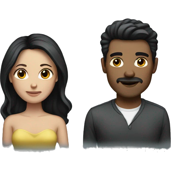 White dark hair couple emoji
