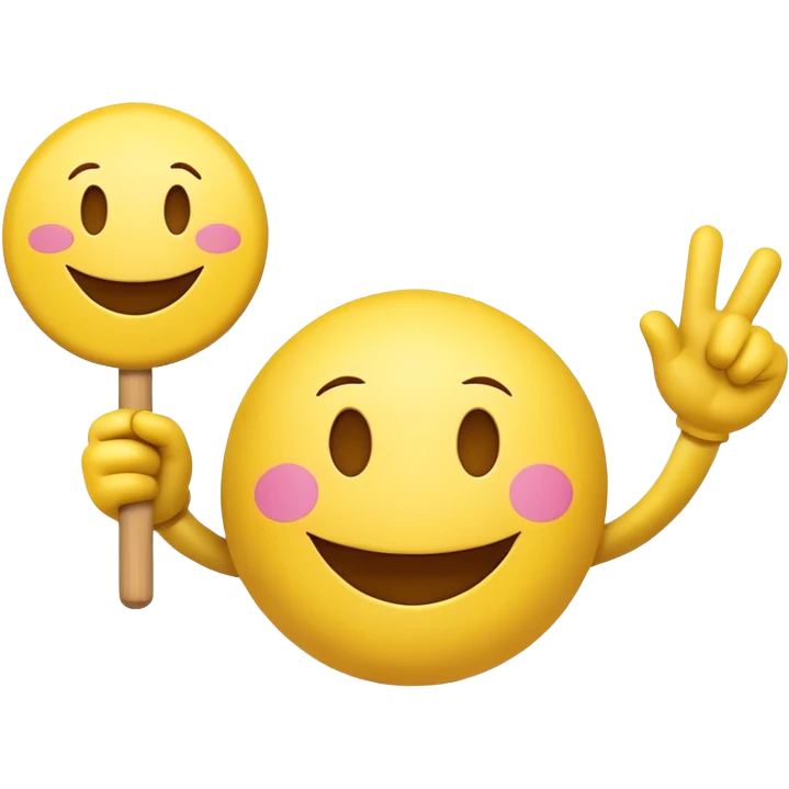 a cheering smiley carrying the word "Rabea!!!"  emoji