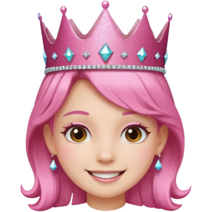 pink girl glitter crown emoji