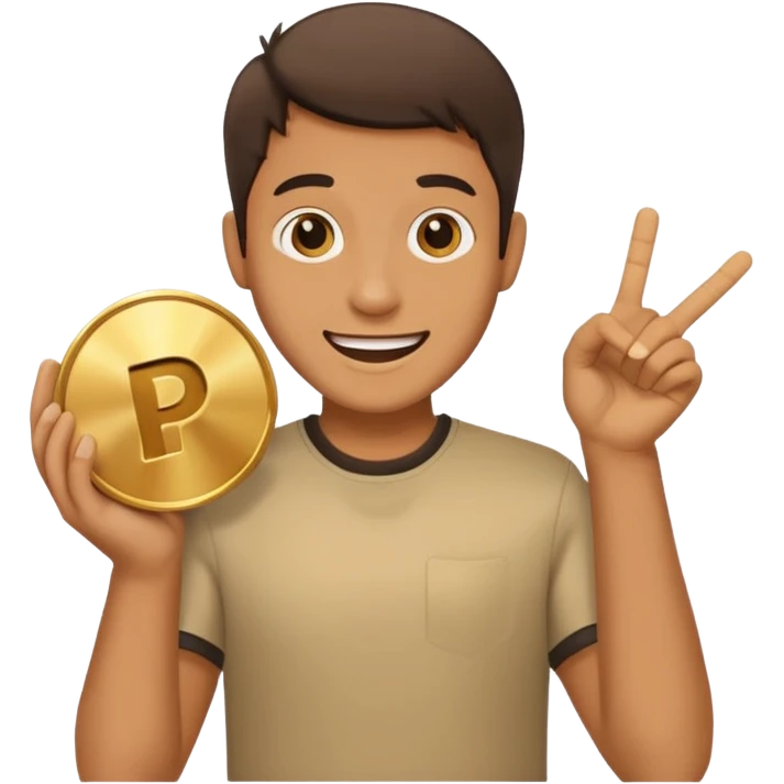 a happy man holding youtube golden play button emoji