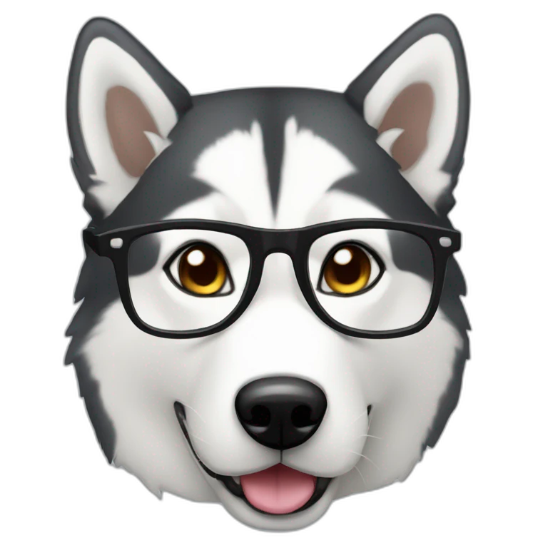 syberian husky with glasses emoji