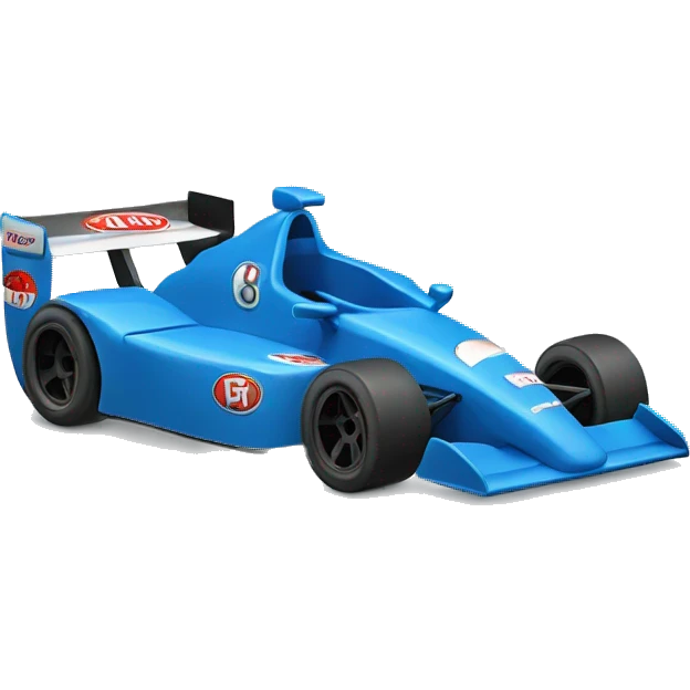 A Blue race car with neat logo on the side emoji
