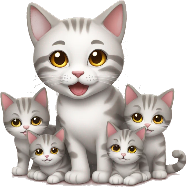 happy cat with seven kittens emoji