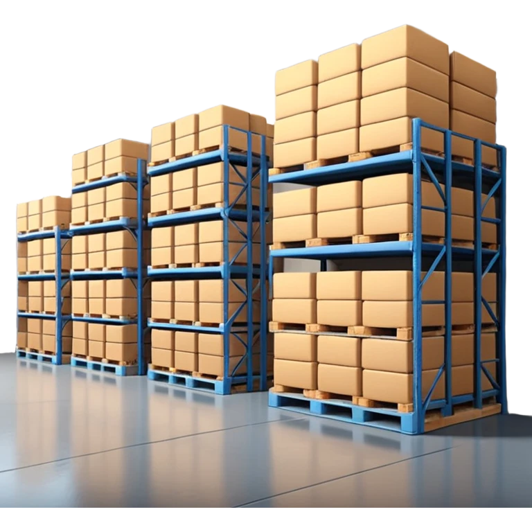 Modern warehouse interior 🏭 ultra-realistic 4K 📸 industrial shelves 📦 pallets stacked neatly 🏗️ soft lighting 💡 realistic shadows 🌑 sharp focus 🔎 cinematic depth 🎬 professional photography ✨ emoji