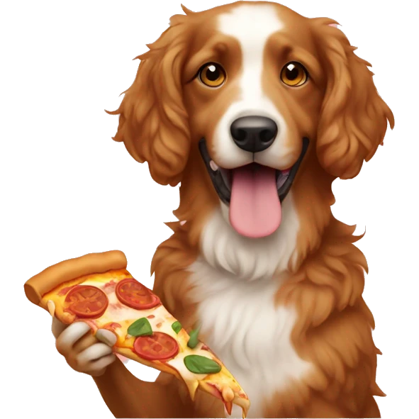 AUSSIE DOODLE eating pizza  emoji