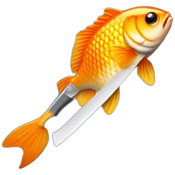 gold fish holding knif emoji