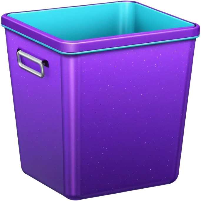 Glitter Purple and Cian  metal rubbish bin officer emoji