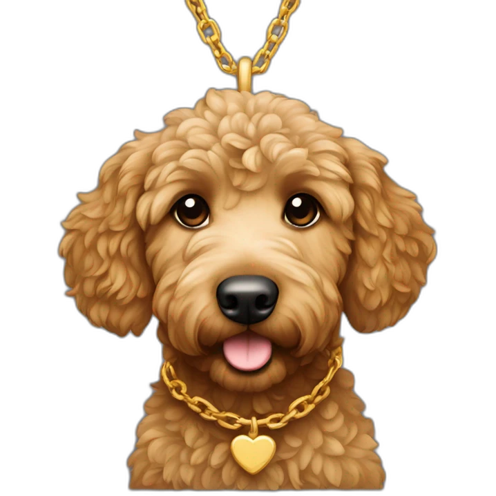 Light Brown golden doodle with gold color cross chain emoji