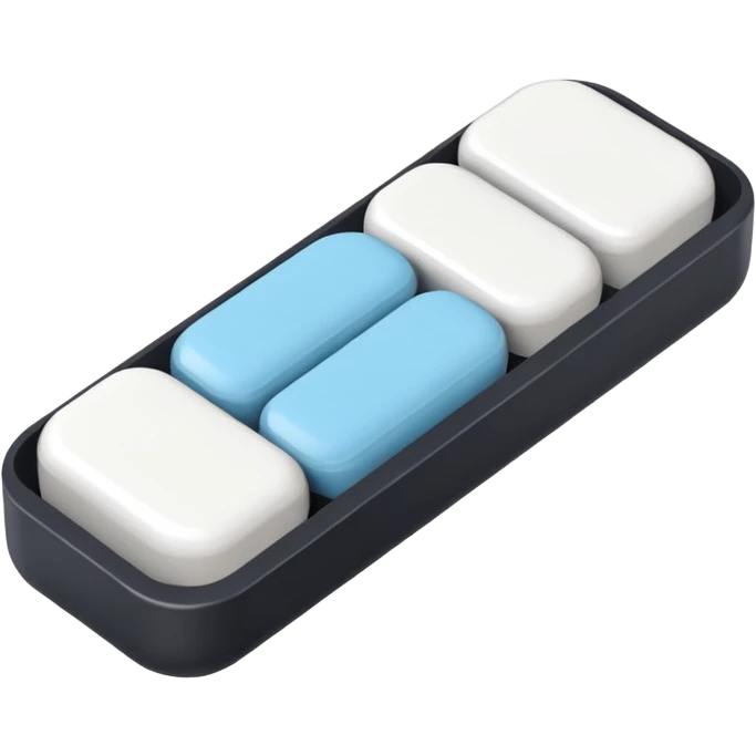 white rectangular xanax pill with 3 break lines emoji