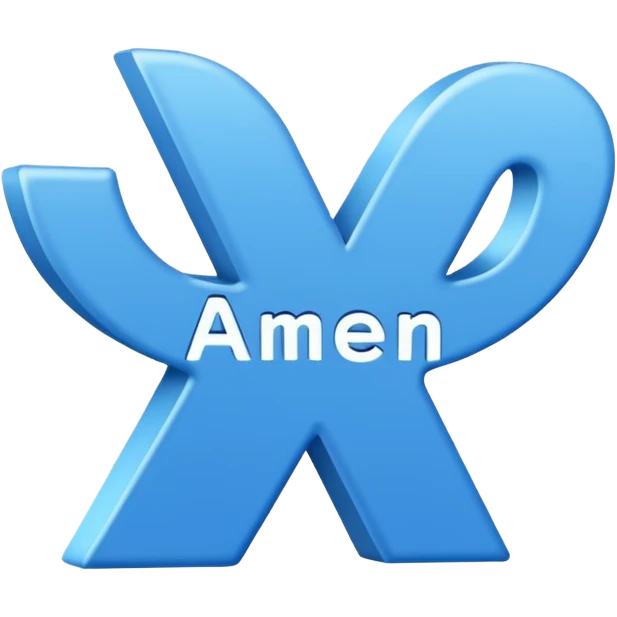 blue word "amen" simple font emoji