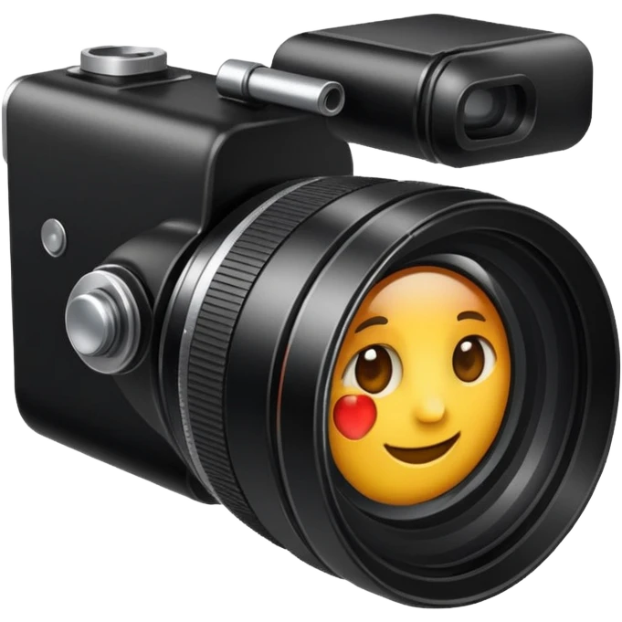A simple camera lens, apple emoji style, side view, no face, 45 degree angle emoji