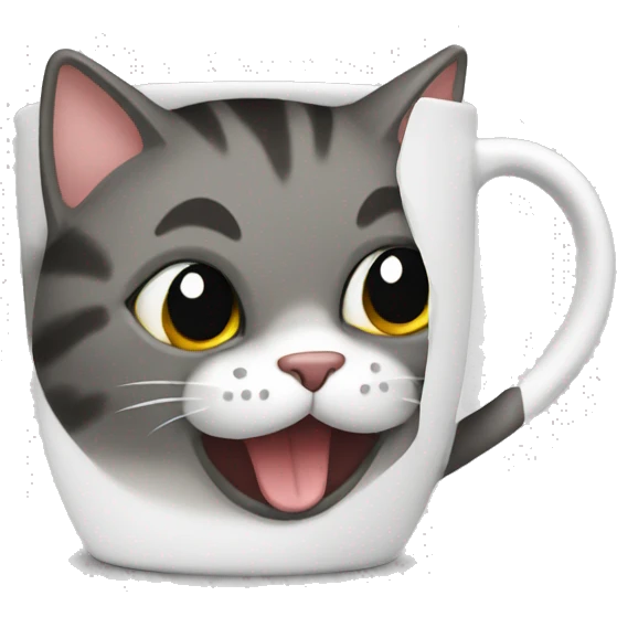 Cat drinking out a mug emoji